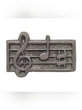 Vintage Music Note Lapel Pin | Pewter Finish | Treble Clef & Sharp Sign Thailand